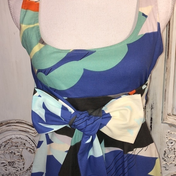 Marimekko for Anthropologie 100% Cotton Multi Color Graphic Scoop Neck Dress S/0 - Picture 5 of 9